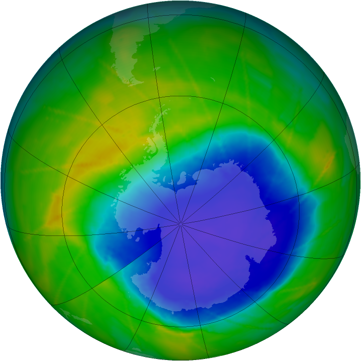 Antarctic ozone map for 29 October 2010